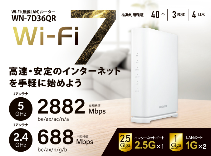 IO DATA WiFiルーター WN-7D36QR画像